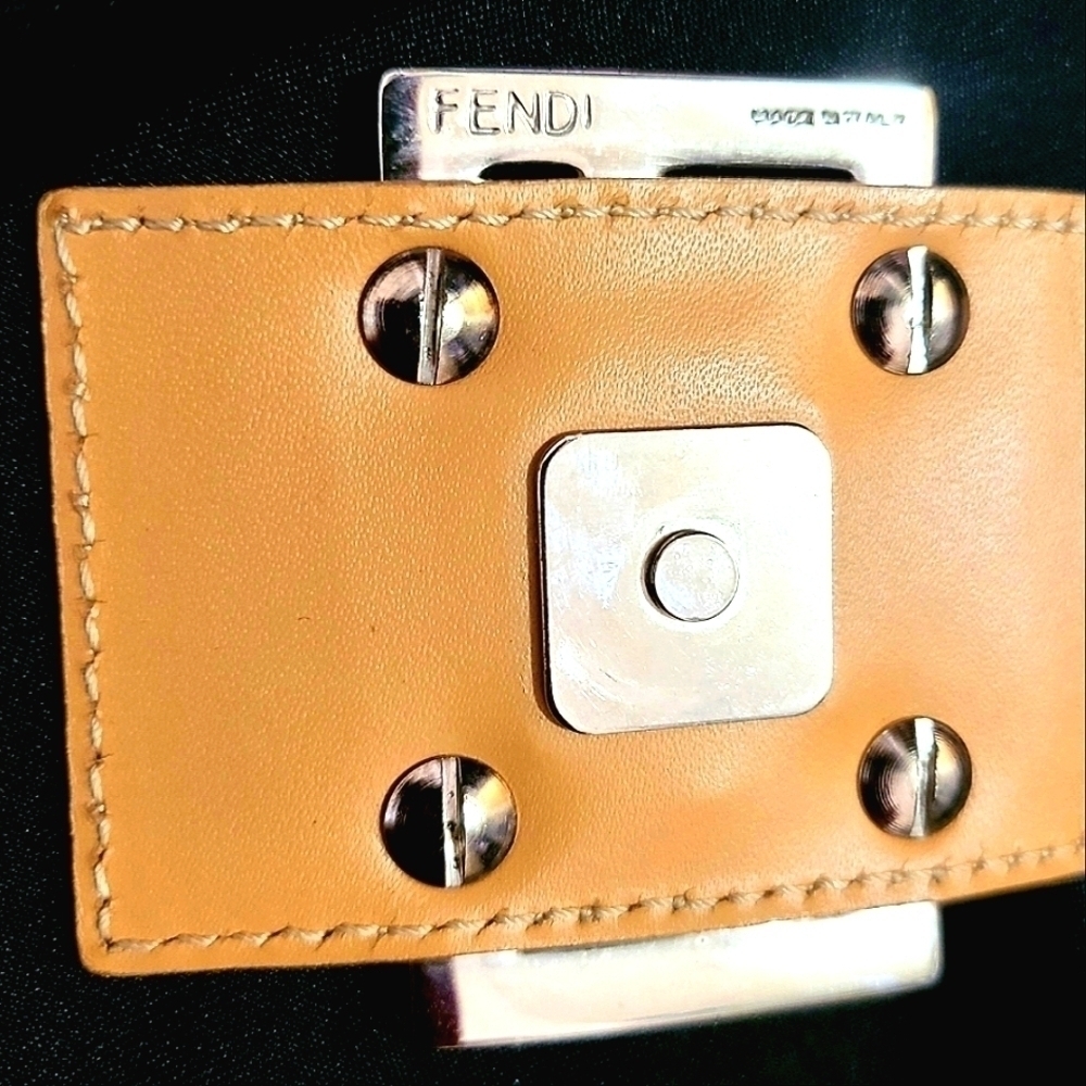 Fendi FF Monogram Blue Gray Zucchino Canvas Leather Baguette Shoulderbag Vintage - Picture 6 of 10